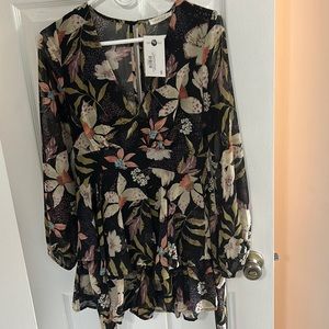 Black floral romper, never worn.